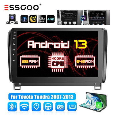 10'' Android 13 2+64G Apple Carplay Car Stereo GPS Cam For Toyoda Tundra 07-2013