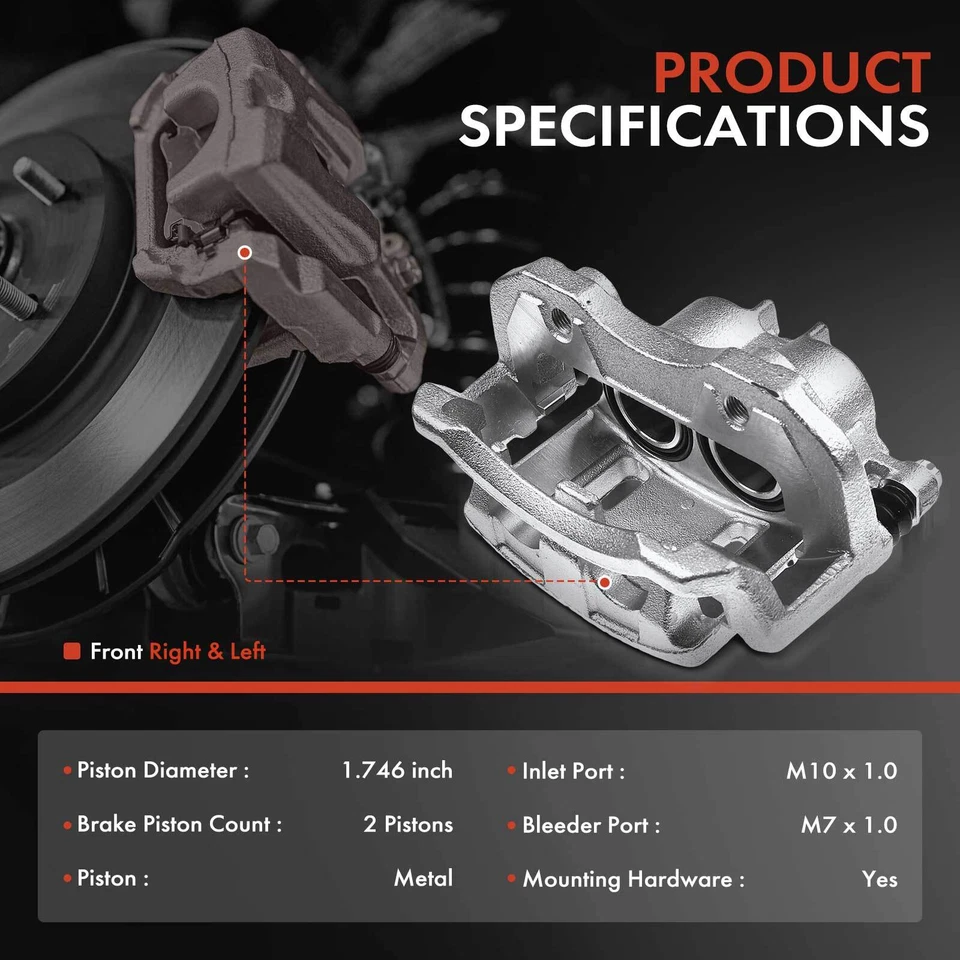 Pair Front Brake Calipers w/Bracket for Nissan Pathfinder 1999-2004 Infiniti QX4 - Image 2 of 4
