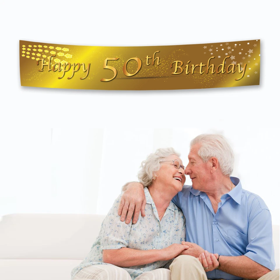 50th Birthday Anniversary Decoration Wedding Personalised Canvas Party Banner - image 3 of 4