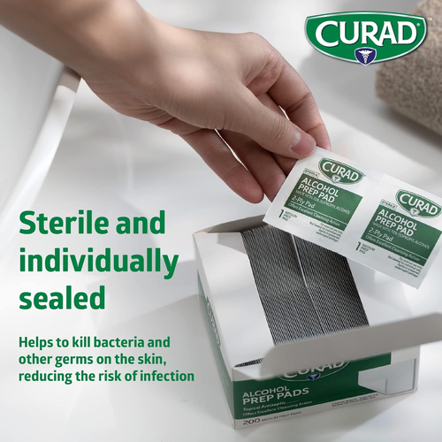 Curad Alcohol Prep Pads Swabs Wipes - 4Box 400 Counts Isopropyl Wipes Thick Pad. - Picture 5 of 7