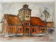 Franz Ehmke *1928 -2018° Trampe near Breydin Farmhouse Manor Tower