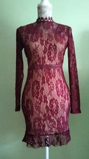Pretty Little Thing Women's Burgundy Open Back Dress Size 10 New With Tags