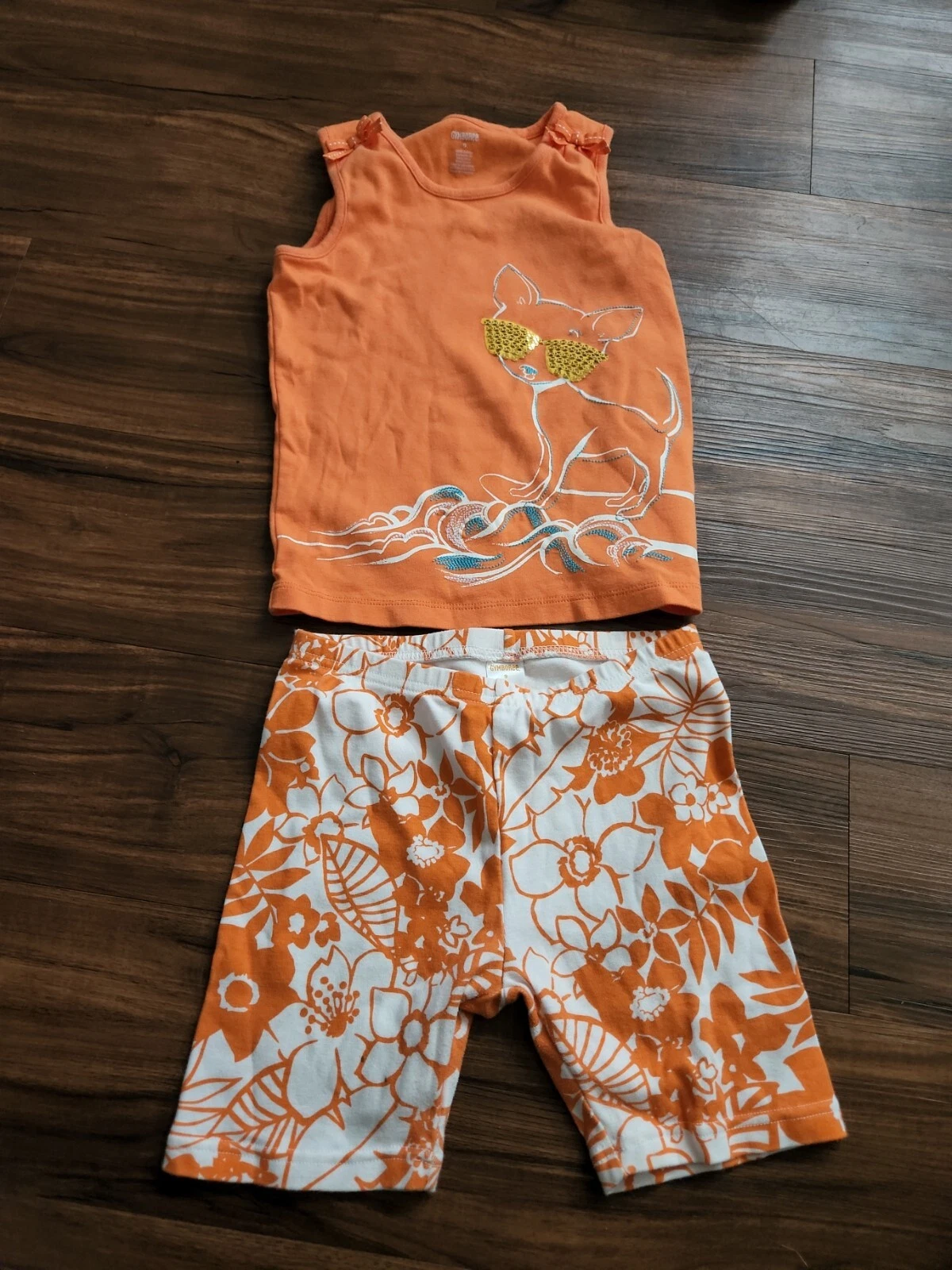 GYMBOREE SHORTS OUTFIT GIRLS KIDS SIZE 9 ORANGE