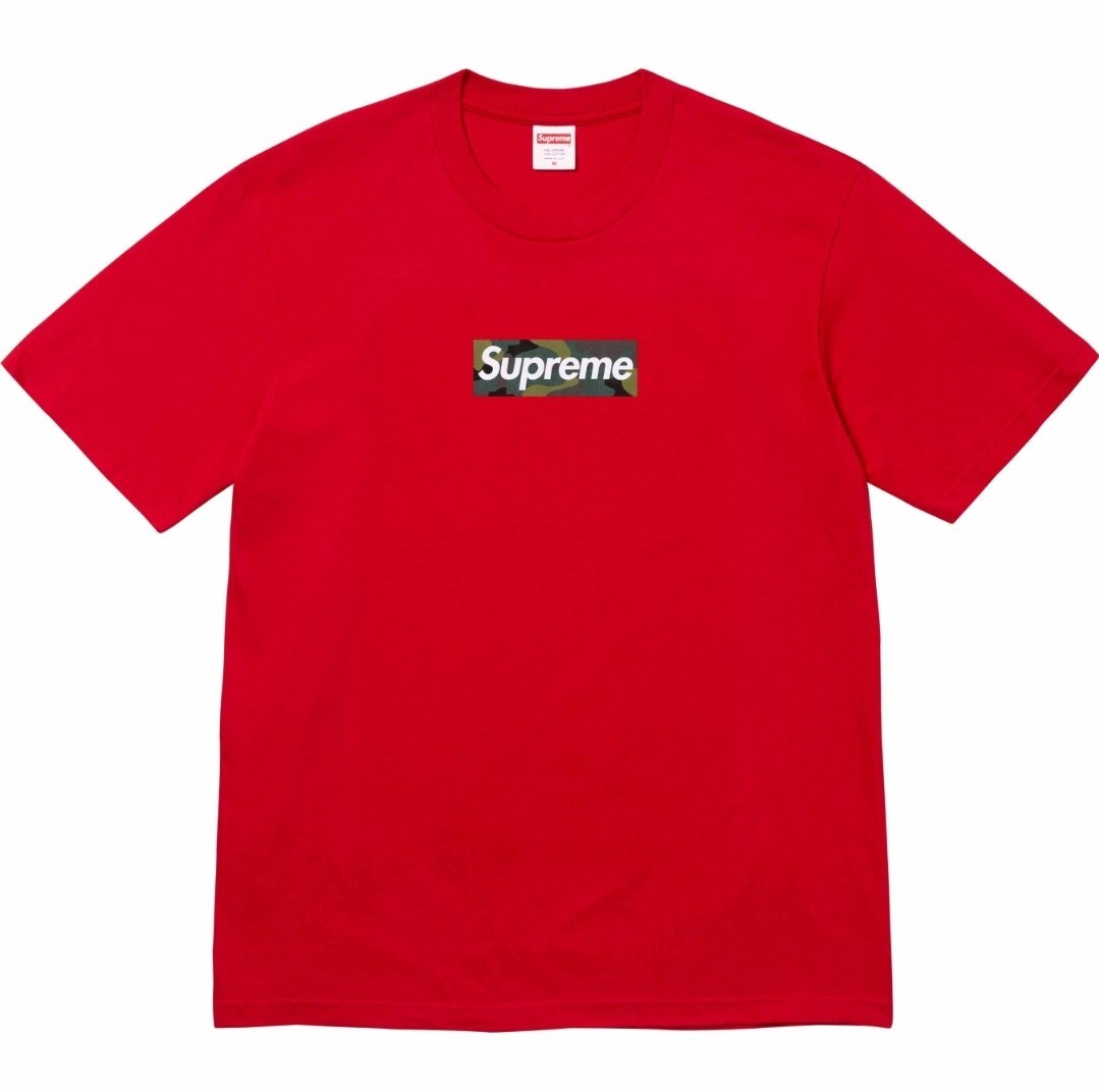 🚨 RED SUPREME FW23 CAMO BOX LOGO TEE SHIRT SIZE XL CONFIRMED ORDER