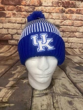 University Of Kentucky Wildcats Logo Cuffed Pom Knit Hat Cap Blue One Size
