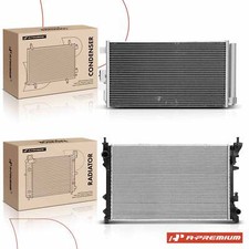 A-Premium 2x Radiator & AC Condenser Cooling Kit for Fiat 500 2012-2019Petrol