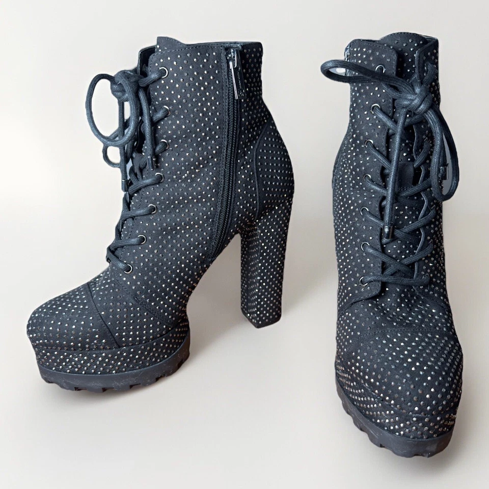 JESSICA SIMPSON Irella-2 платформе зажим подошвы черный бархат золото блестящий ботинки Sz 9 М - Изображение 4 из 4