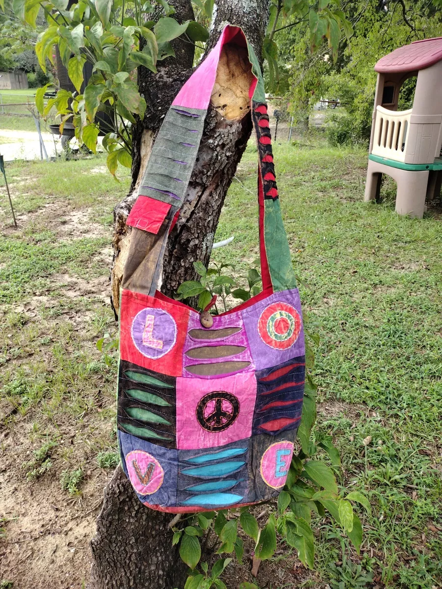 Women's Hippie Crossbody Bag Nepal Sling Bag 100% Cotton 