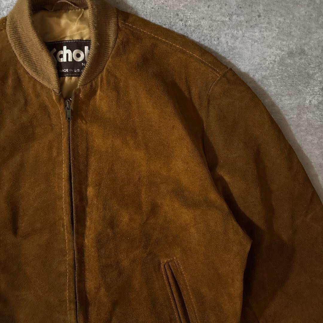 Schott Suede Leather Jacket Blouson Men Size 38 Brown