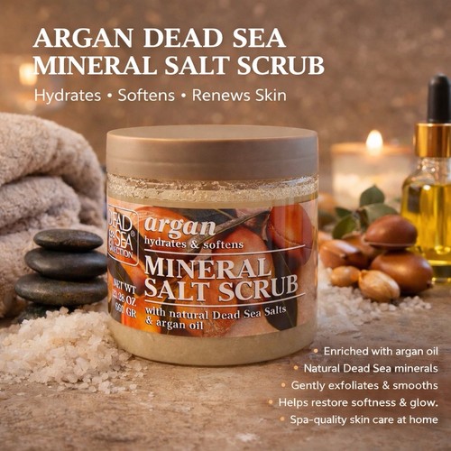 Dead Sea Collection Argan Mineral Salt Scrub 23.28 oz Exfoliating Glow Hydrating - Bild 6 von 6