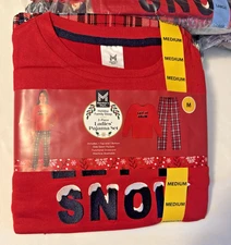 Members Mark Women's Size Medium -2 Piece Pajamas Let It Snow Plaid