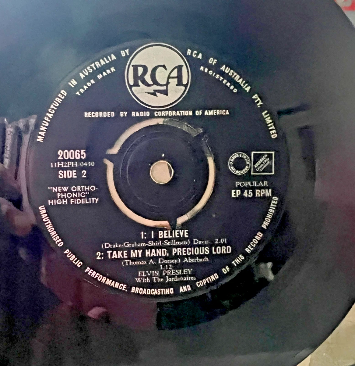1957 Australian Pressing of Elvis "Peace in the Valley" EP