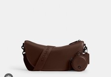 Coach Hall Soft Sling 45 Brown Solid Crescent Zip Shoulder Bag Adjustable Strap