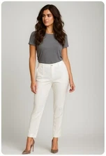 T.ba Pants Womens Trousers NWT White Pleated Pantalon Dress Slacks Size 42 US L