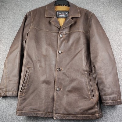 Leather Limited Brown Leather Coat Quilted Lined Men's Medium