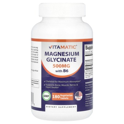 Magnesium Glycinate with B6, 180 Vegetarian Tablets