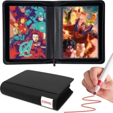 Comic Book Binder,40 Pockets Storage Album for 7.5" x 11", black 