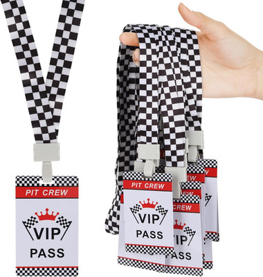 30 Sets Racing VIP Pass Cards with Checkered Racing Lanyards VIP Passes with Lan