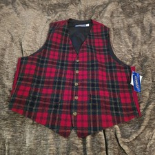 VTG Pendleton Red Tartan Plaid Vest Made USA Size 46 XL
