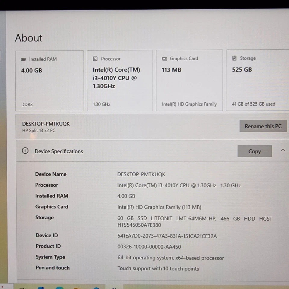 HP Split ×2 laptop-tablet 13-m110sa , i3, Wind 10, 64Gb SSD+500Gb HDD, 8Gb RAM - Image 3 of 4