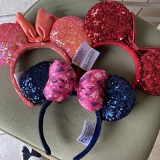 Disney Parks Disneyland Minnie Mouse Authentic Ears Headband Lot Of 3 Bundle