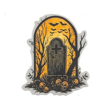 Halloween Graveyard Vinyl Sticker Gothic Tombstone Skulls Bats Die Cut Decal