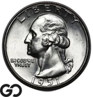1951 Washington Quarter, Blast White Solid Gem BU++