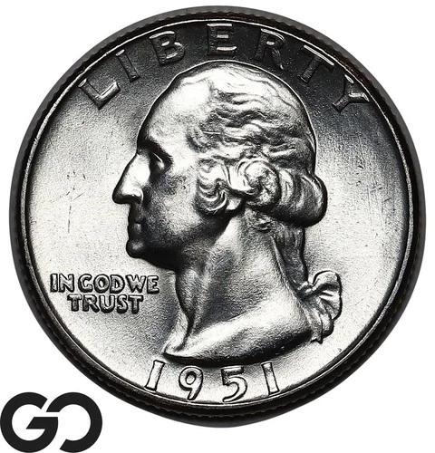 1951 Washington Quarter, Blast White Solid Gem BU++