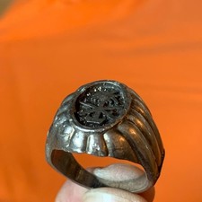 Very Rare Ancient Islamic Silver Color Ring Arabic Engraved Genuine Artifact