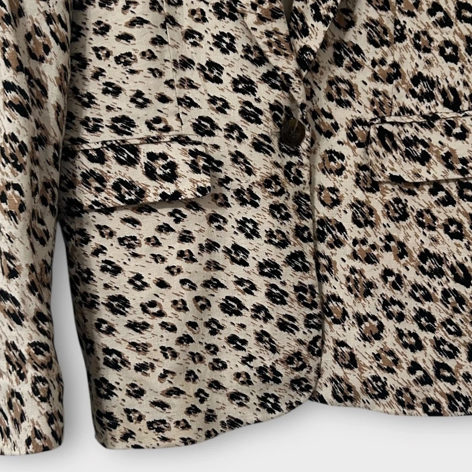 Joie Anilah 100% Linen Leopard Print Blazer Jacket Size 10 MSRP $289 Excellent - Image 4 of 4