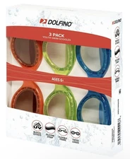Dolfino Youth Swim Goggles Silicone Strap UV Protection 3 Pack Red Blue Green 6+