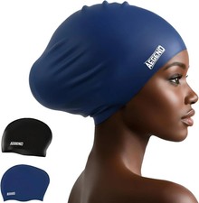 Aegend 2 Pack Swim Caps for Long Hair Durable Silicone Swimming Caps for Women