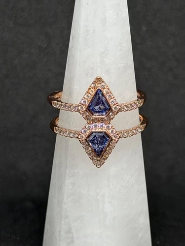 Bomb Party Ring Sz 10  "Live Your Life" Sapphire CZ on Rose Gold - product listing photo