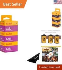 3-Pack Kodak Gold 200 35mm Film, 36 Exposures Per Roll, Ideal for Every Occasion