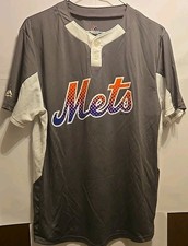 Youth Majestic New York Mets Jersey Large Gray Cool Base Instant Replay XL NWOT