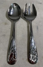 Yamazaki Adena 2 Piece Salad Set Stainless Steel Fork Spoon Silver