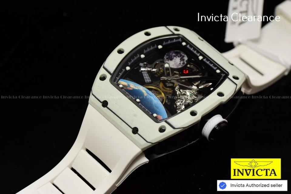 Reloj Invicta para hombre S1 Rally interestelar cronógrafo esfera esqueleto correa blanca SS Foto 4 de 4
