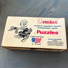 Uncles Puzzles Metal Disentanglement Puzzle Silver Mindboggling Vintage