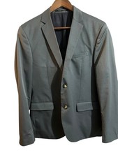 H M Blazer Sport Coat Mens 38R Slim Fit Cotton Blend Lightweight Gray