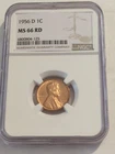 1956-D  LINCOLN WHEAT CENT NGC MS 66 RD