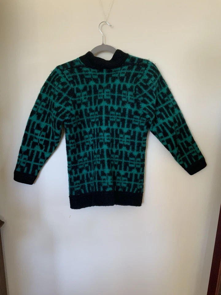 Cárdigan Christian Dior verde y negro talla pequeña 100 % lana Foto 2 de 4