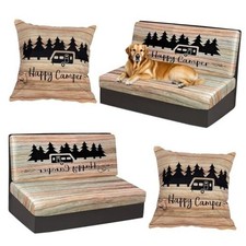 6pcs Rv Dinette Cushion Covers Stretch One-Size-Fits-Most Brown Wooden