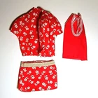 Vintage Barbie Doll  Red Summer Flora Shorts Shirt Short Sleeve Set 80s
