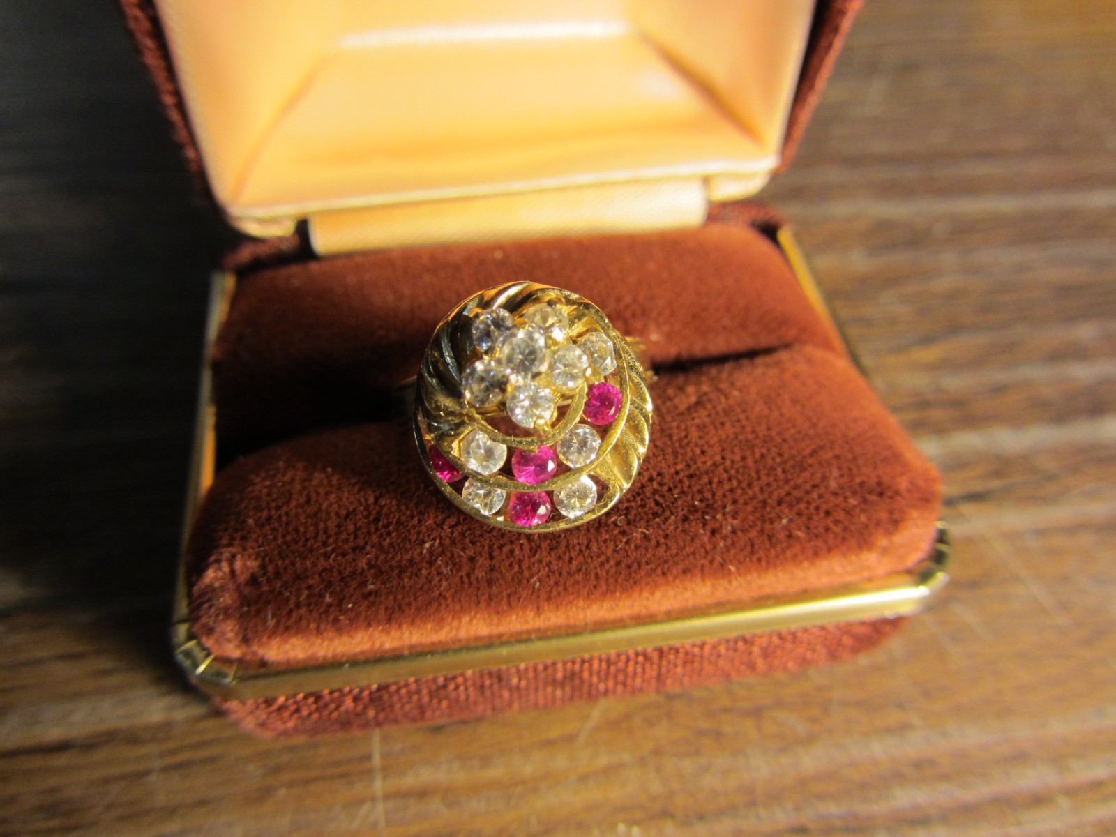 Sapphire  Ruby Spinner Motion Ring 10k Yellow Gol… - image 1