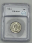 1950 D Silver Washington Quarter ICG MS65