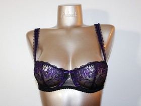 Aubade Paris Sample &Agrave; Fleur De Toi Black and Purple Set with Jewel 34b S