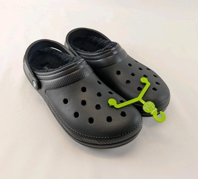 Crocs Adult Mens Sz 12 Black Classic Fur Lined Slip On Clog  display picture 1