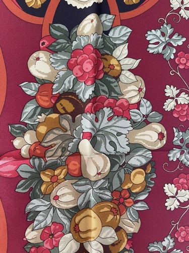 Vtg Loewe Madrid 100% Silk Scarf Tapices Reales NIB Floral Vase Fruit Square - Picture 17 of 23