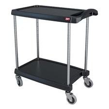 Metro My1627-24Bl Utility Cart With Lipped Plastic Shelves, Polymer (Shelf),