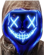 2 PCSScary Halloween Neon LED Light up Mask Cosplay Glowing in The Dark